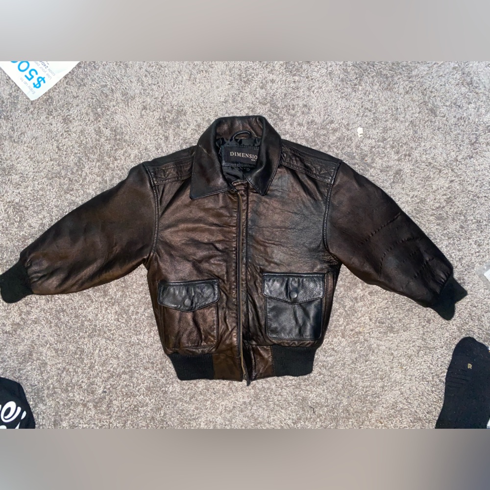 Worn Toddler Dimension New York leather jacket selling for a great price size4/5